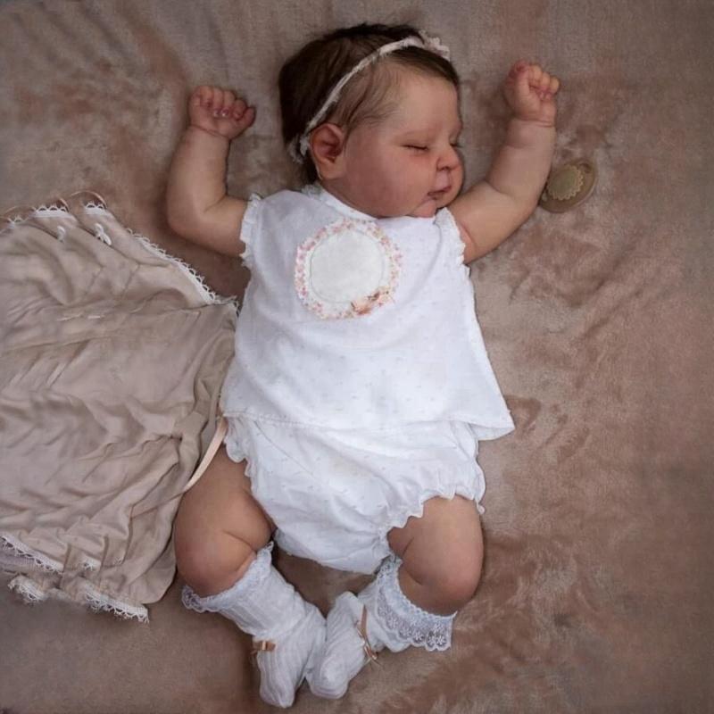 50cm Reborn Doll Peaches Soft Cloth Body and Full Silicone Lifelike Newborn Doll with 3D Multiple Layers Painted Visible Veins Baby Doll Toys for Kids