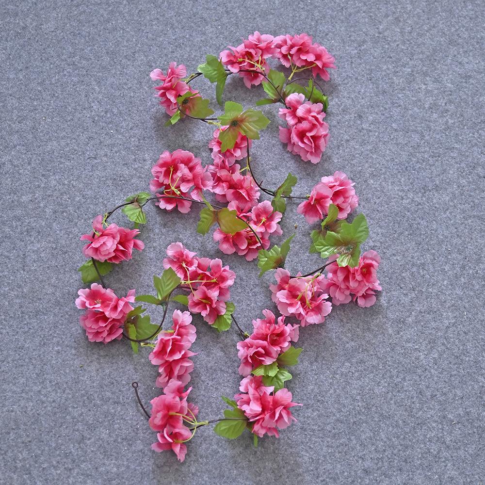 

Имитация листьев, вишневая лоза, настенная подвесная искусственная цветочная лоза, кондиционер, воздуховод, потолок, свадебное украшение, пластиковая лоза 240 cm. роза розовый