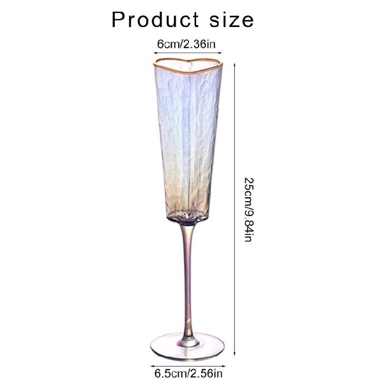 1Pair Love Heart Glass Goblet with Gold Edges Practical Champagne Drinking Flute Cups Elegant Gold Rimmed Glasswares