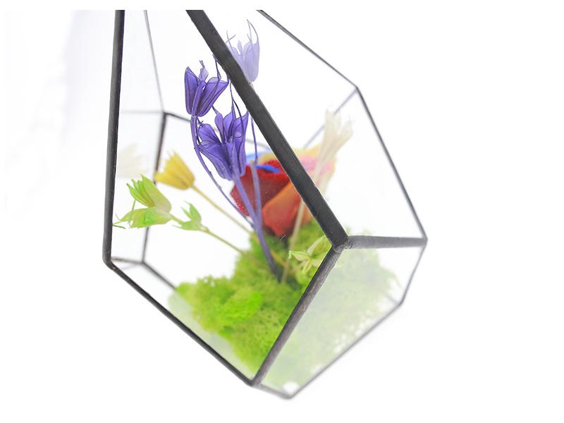 Geometric Glass Rhombus Greenhouse Ornament: European Wine Cabinet Micro Landscape & Preserved Flower Pot Craft