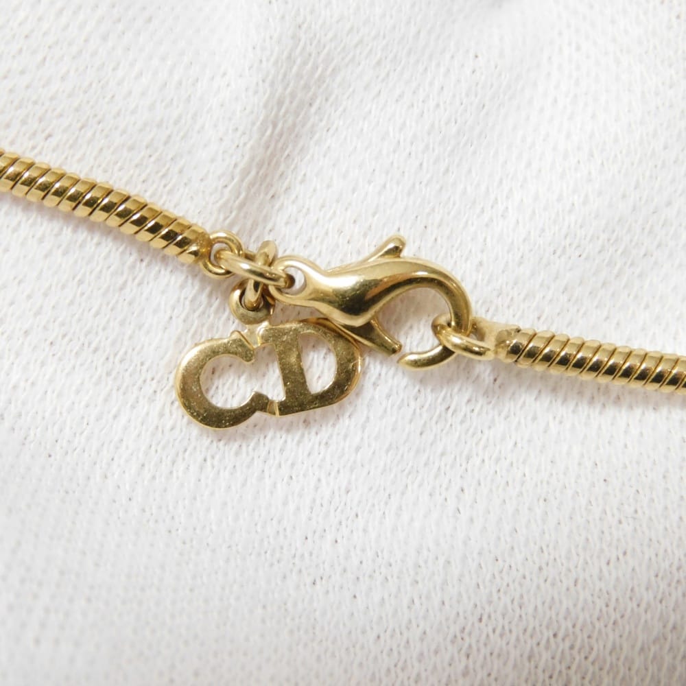 Used 10656 Oval Logo Pendant 7984 Gold Plated Charm Snake Chain Vintage CD Plated Gold Unisex from Japan AUTHENTIC