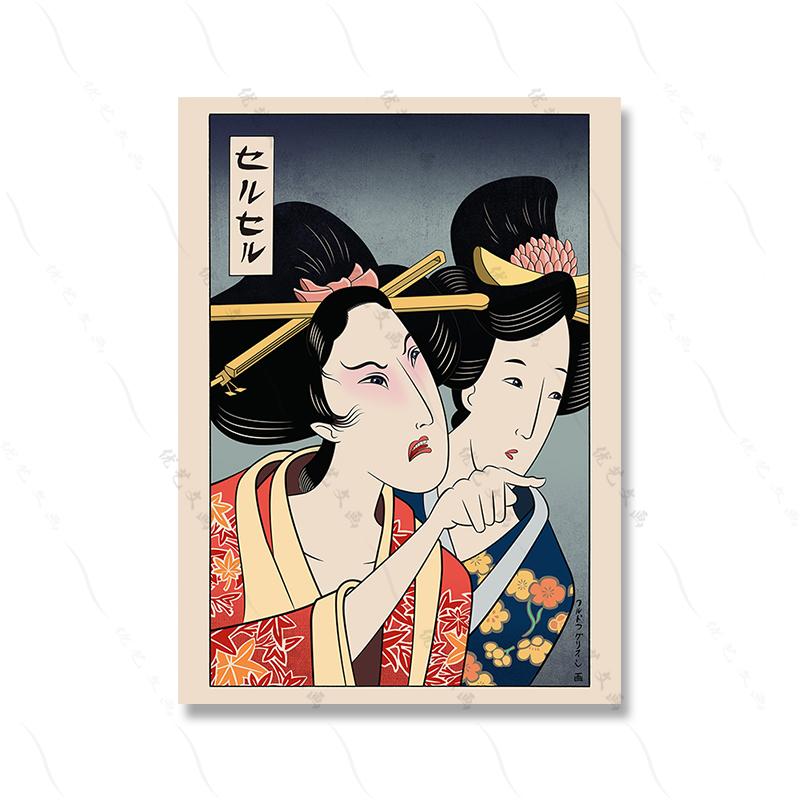 

Японский стиль Укиё-э Плакат Печать Женщина кричит на кошку Картина на холсте Винтажный фермерский дом Настенная картина Комната Домашний декор Без рамки 21x30cm No Framed