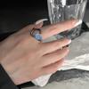 Niche Design Dark Personality Moonstone Open Ring Gemstone Light Luxury High Sense Cold Wind Index Finger Ring
