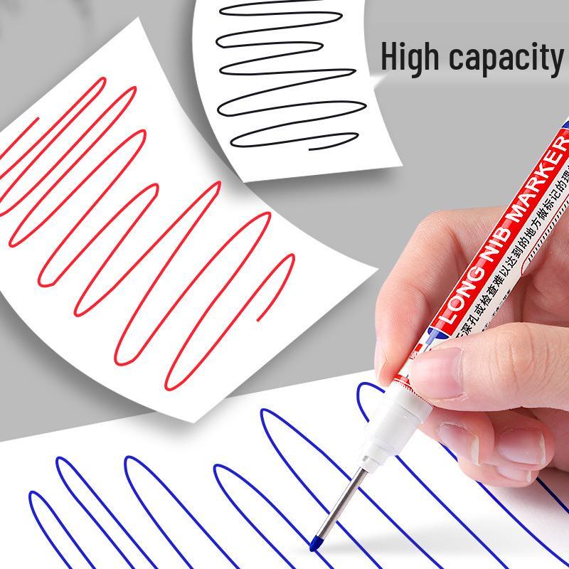 20mm Oil-Based Long-Tip Marker for Woodworking and Tile - Black Fine Deep Hole Construction Marker