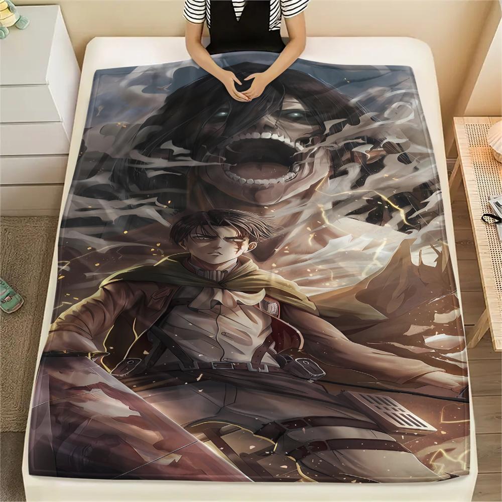1PC Attack On Titan Print Flannel Blanket, High Quality All Seasons, Home Decor, Warmth and Comfort, Perfect for Christmas Gifts