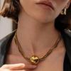 SHIXIN MultiLayer Stainless Steel Chain Round Ball Pendant Necklace Women New 18K Gold Plated Clavicle Chain Jewelry Waterproof