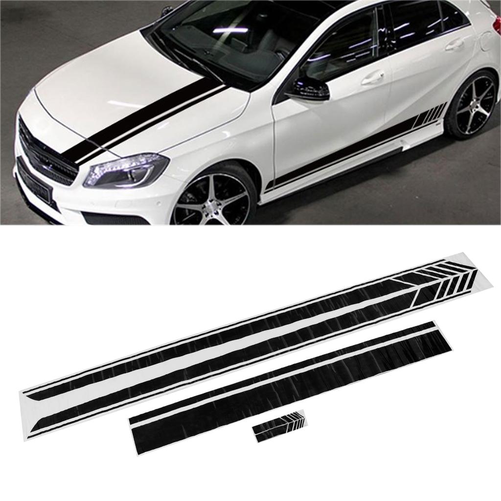 Car Hood Sticker Waterproof Door Side Skirt Racing Stripe Stickers Car Body Decal