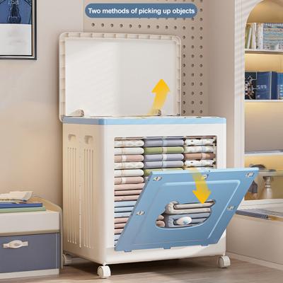 Cutie de depozitare stivuibilă cu capac Cutie de depozitare pliabilă cu ușă și roți Organizator pliabil pe roți pentru dormitor dulap sufragerie