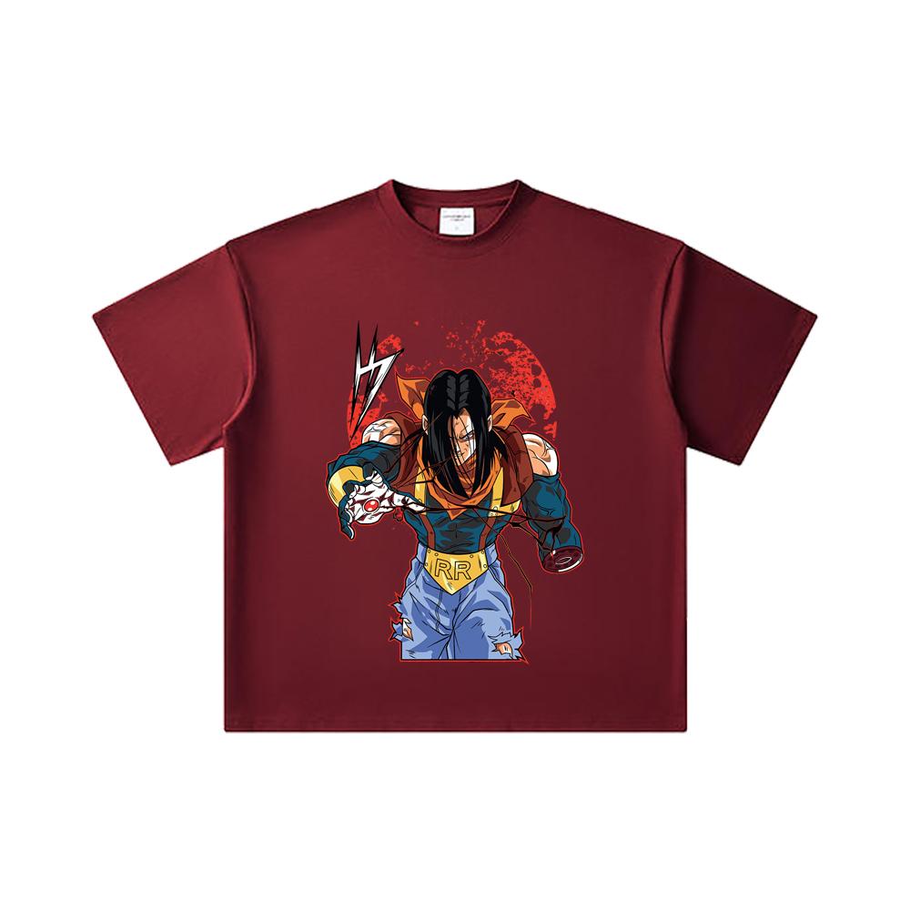 260 GSM Double Yarn 32 Count 100% Cotton Dragon Ball V48 Android 17 Print Unisex Heavy Cotton T Shirt