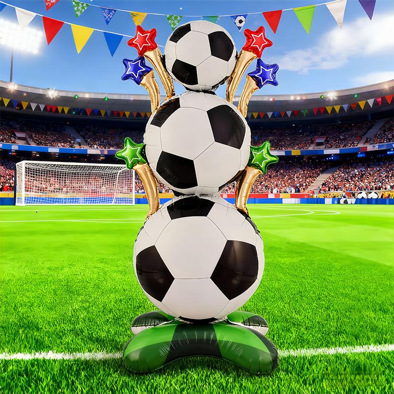 Sport Fußball Thema Geburtstagsparty Stehende Fußballtrophäe Aluminiumfolienballons für Weltcup Party Dekoration Zubehör