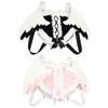 2000s Angel Heart Backpack Bag Plush Fashion Shoulders Bag with Detachable Angel Wing for Daily Travel Cosplay Props Bag