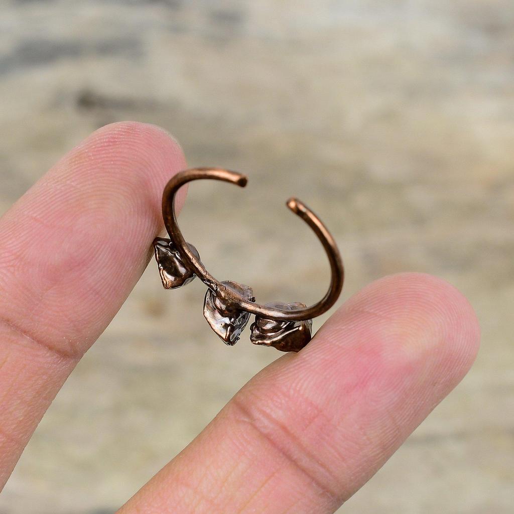 Larimar Rough Ring Electroformed Copper Ring Adjustable Rings Gemstone Copper Jewelry Handmade Ring Electroformed Jewelry Anniversary Gifts