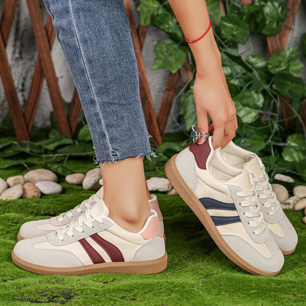Large Size 202 Spring New Flat-bottomed Casual Non-slip German Training Shoes Lace-up Light Sports Shoes Women