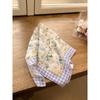 Beige Floral French Lace Triangle Scarf: Versatile Headscarf, Hairband, or Bag Accessory