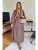 Women's European American Lace Trim V-Neck Long Sleeve Dress