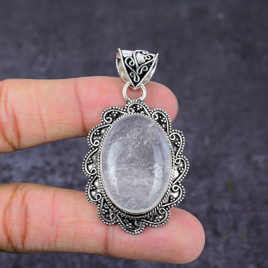 Selenite Gemstone Handmade 925 Sterling Silver Gift Jewelry Pendant 2.25" V3n90