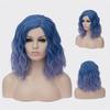 Curly Cosplay Wigs  for Women Short Blue purple Pink Green Golden Yellow Side Part Heat Resistant Fiber Synthetic Hair