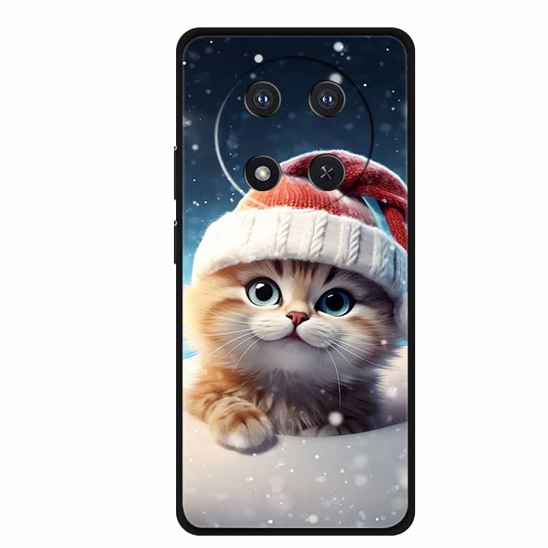 For Honor X9c Case X 9 c Coque Flowers Black Silicone TPU Soft Back Cover For Honor Magic 7 Pro Magic7 5G lite Phone Case Funda