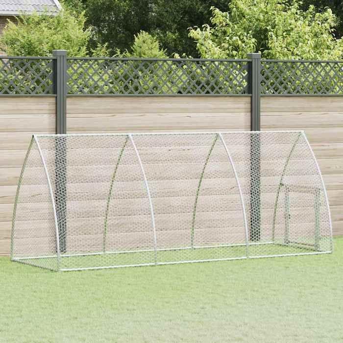 VidaXL Chicken Cage Silver 300x105x120 Cm Galvanized Steel, Chicken Coop, Chicken Run, Chicken Coop with Run, Hut 172553
