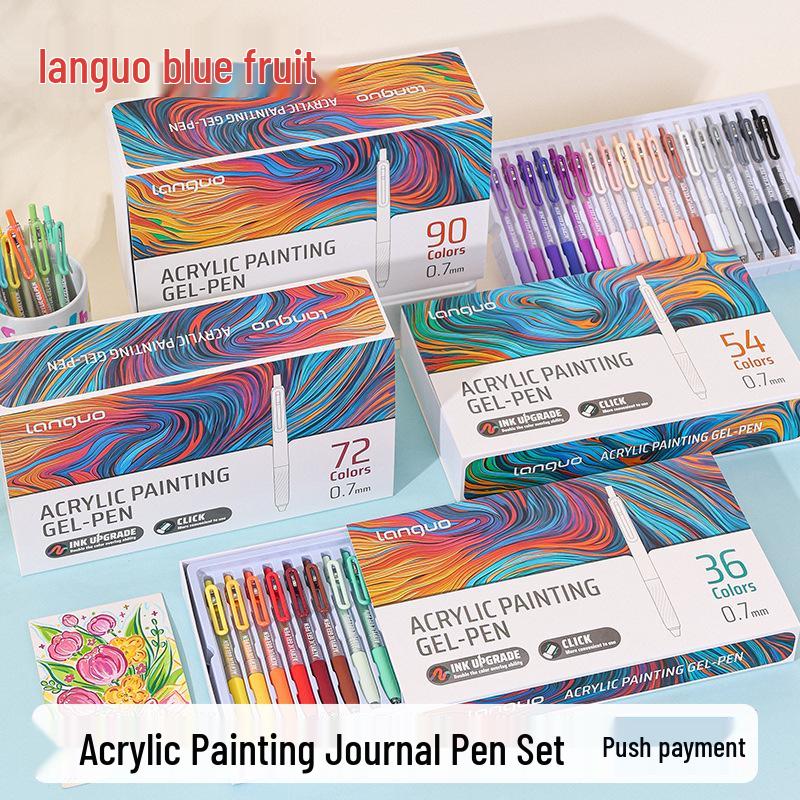 90-Color Blue Fruit Acrylic Paint Pen, 0.7mm Large Capacity Hand-Press Student Journal Marker