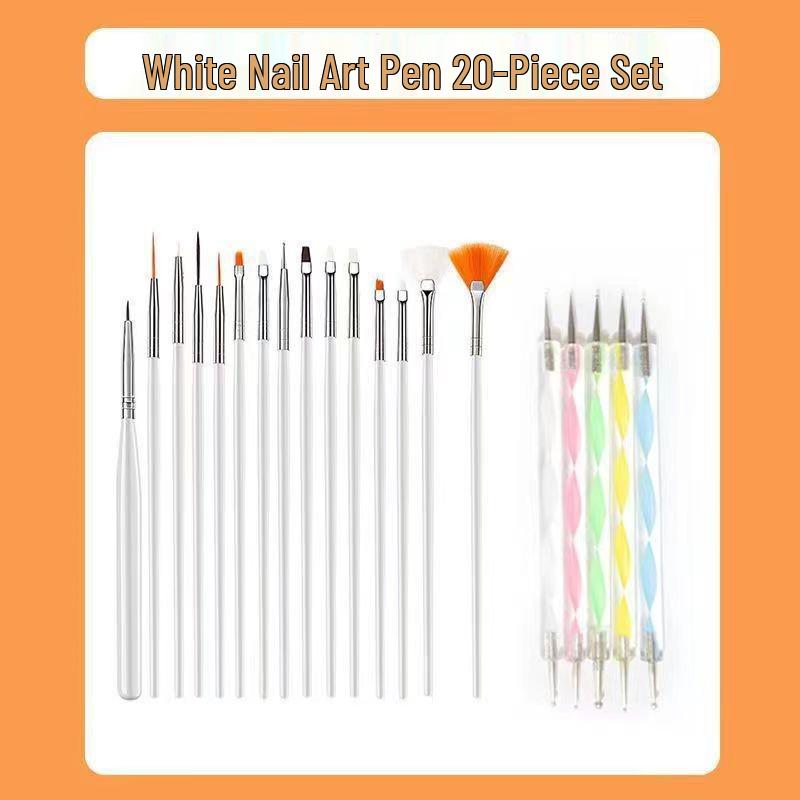20-Piece Nail Art Brush & Rhinestone Dotting Pen Set
