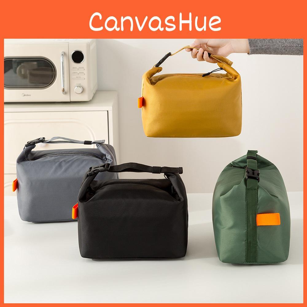 Solid Color Reusable Lunch Bag With Thermal Insulation For Work Travel And Picnic