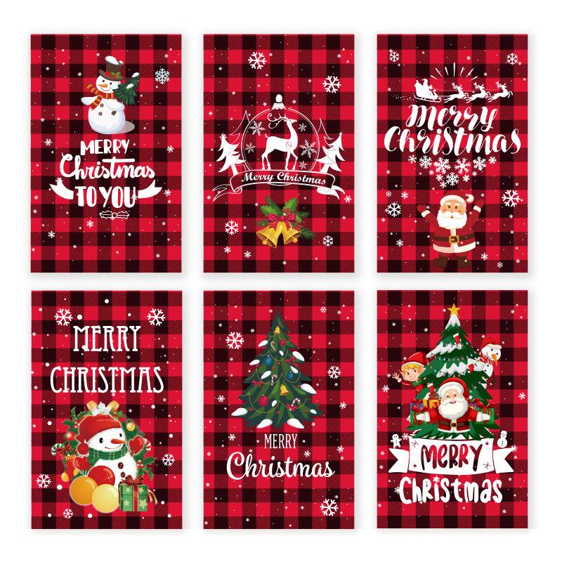 6Pcs Christmas Greeting Card Merry Christmas Handwritten Cards For Family Friends Best Wishes Cards Postcards Envelopes Sticker