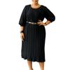African Dresses Women Elegant Sleeve Polyester High Waist Pleated Midi Dress Dashiki Africa Clothing