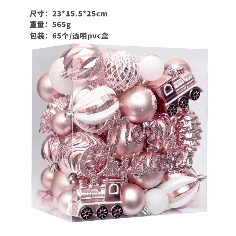 65pcs Christmas Baubles Set Plastic Ornaments Xmas Tree Hanging Decor Holiday Party Decorations