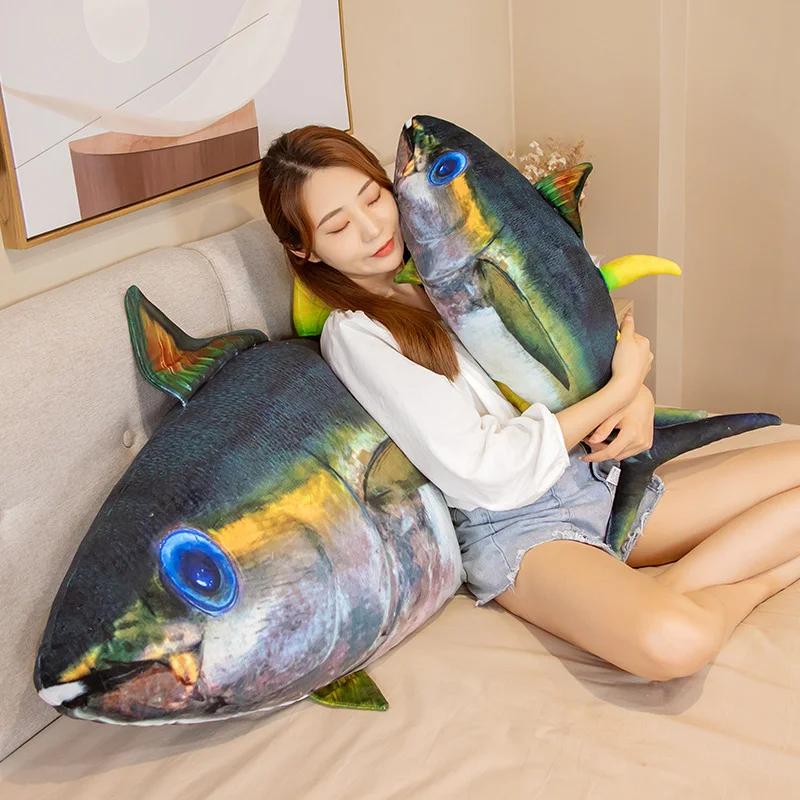 Simulation Giant Simulated Ocean Tuna Plush Toy Filled with Soft  Vivid Plush Pillow Fish Toy Creative Gift Decoration Gift