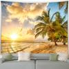 Inselstrand Wandteppich Tropische Kokospalmen Ozean Hawaiianische Naturlandschaft Garten Wandbehang Zuhause Wohnzimmer Schlafzimmer Dekoration