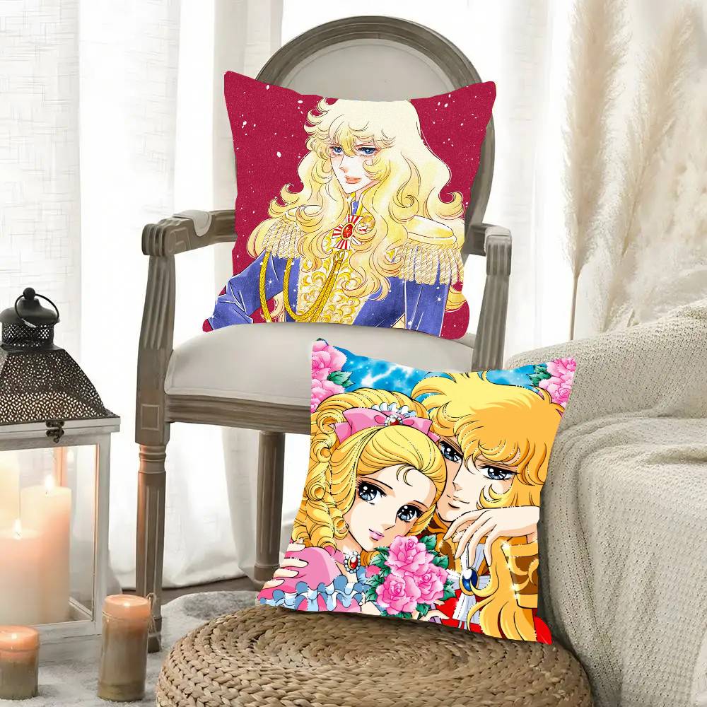 The Rose Of V-Versailles Anime Pillow Case Fashion Square Pillowcase Bedroom Sofa Room Ins Decoration Leisure