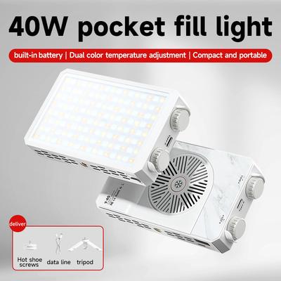 40W LED Camera Light 2800K-9000K Handheld Fill Light 4400mAh Rechargeable Portable Light Panel Video Light for Photography