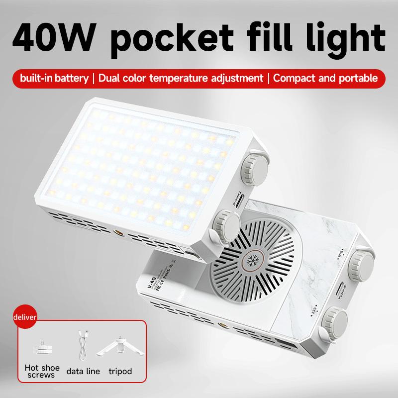 40W LED Camera Light 2800K-9000K Handheld Video Fill Light 4400mAh Rechargeable Photography Lighting Portable RGB LED Lamp Panel