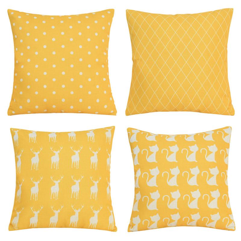 

45x45cm Yellow Color Geometric Printed Home Living Room Sofa Cushion Cover Xmas New Year Decortion 45x45cm