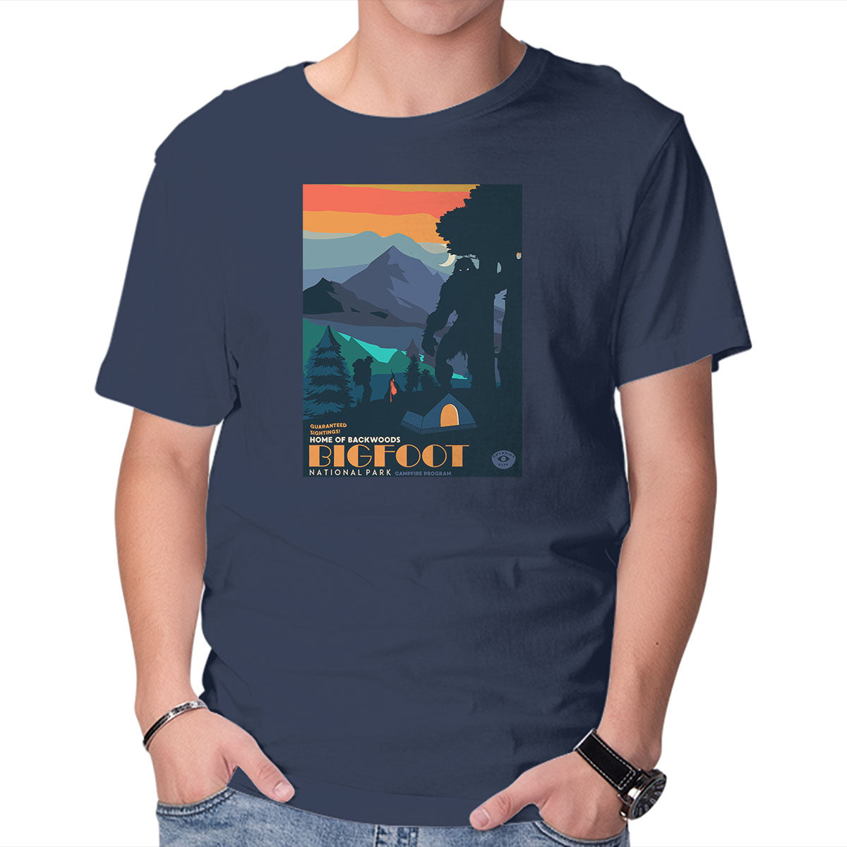 Unisex Crew Neck T-Shirt Bigfoot National Park Graphic Short Sleeve Casual Tee M