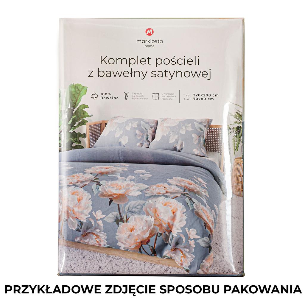 Melloria Komplet Pościeli Z Satyny Bawełnianej Niebieski W Kwiaty 160X200 Cm