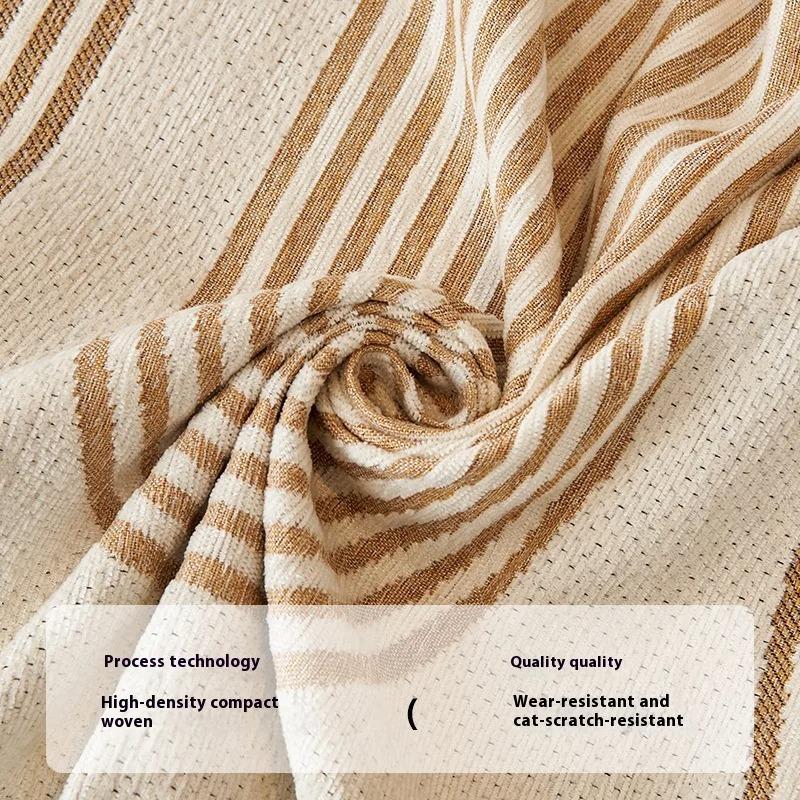 Double Sided Simple Arches Lines Jacquard Chenille Sofa Towel with Tassels, for All Season Living Room Couch Decor Throw Blanket