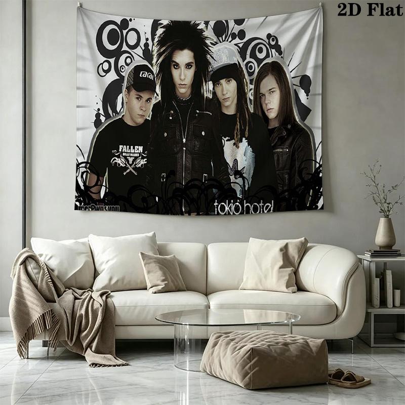 TH Band Wall Tapestry Aesthetic Wall Hanging Printed Fabric Blanket Decorative Tapestries for Bedroom Living Room Home Decor