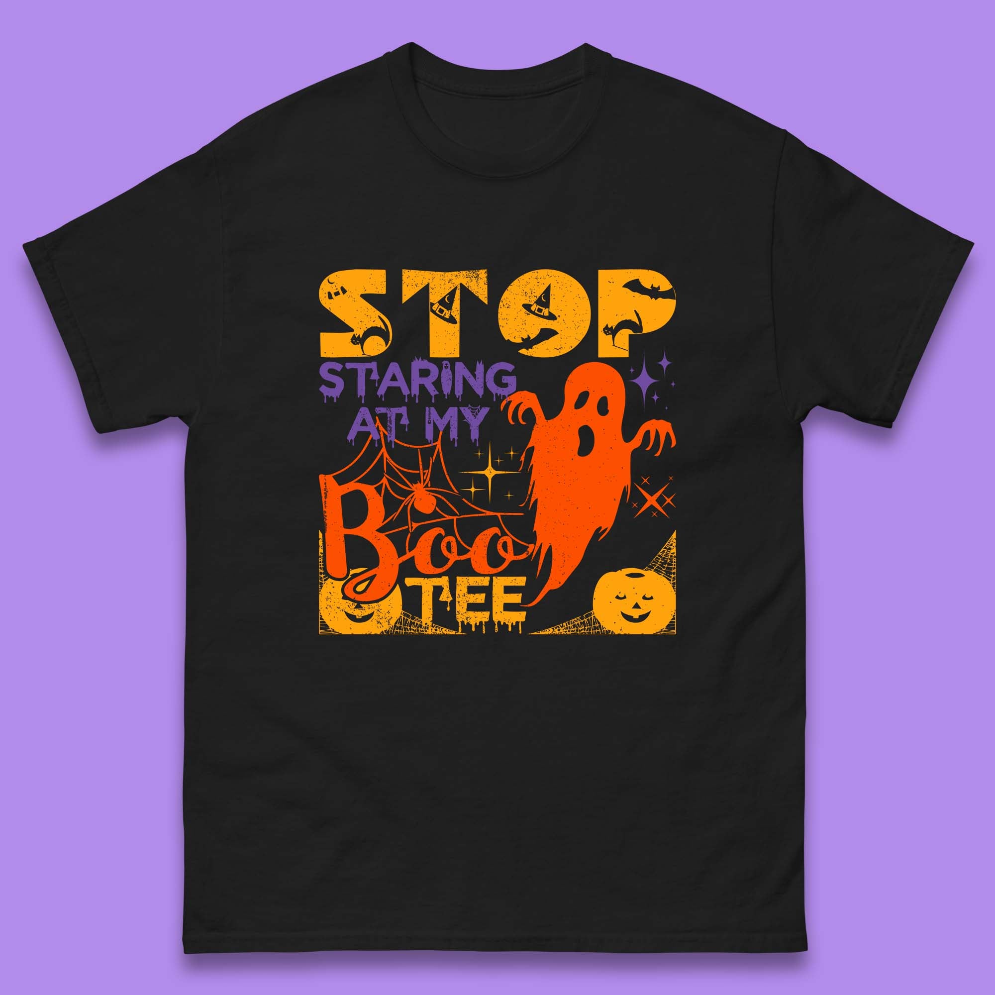 Stop Staring At My Boo Tee Funny Sayings Halloween Ghost Party Mens Tee Top L