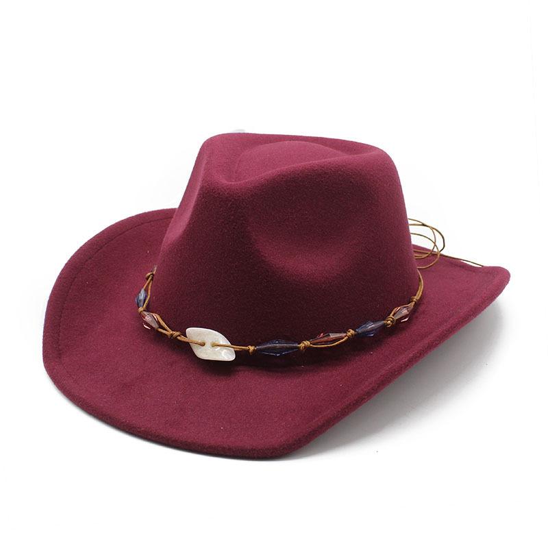 Western Cowboy Vintage Wool Jazz Hat Felt Men'S And Women'S Prairie Top Hat
