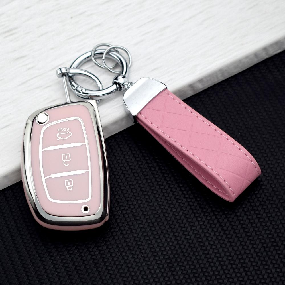 3 Button TPU Car Smart Key Case Cover Fob for Hyundai Elantra Sonata Tucson Creta Santa Fe Ix35 I30 Ix45 I20 I10 Accent Keychain