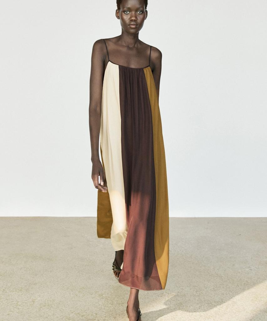 Masimodutti Fluid Strap Midi Dress