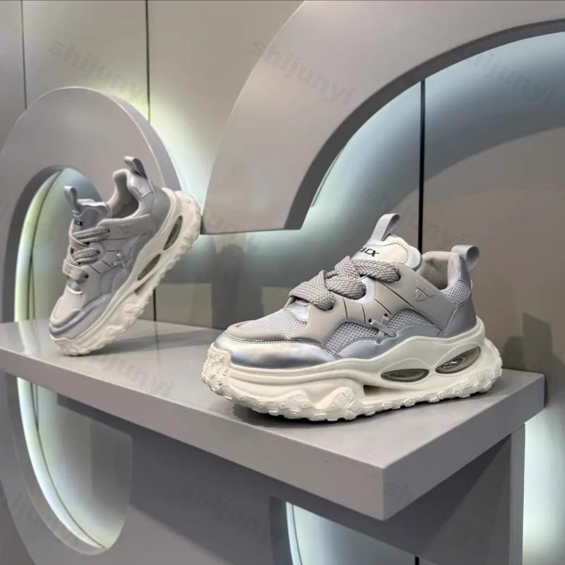 Men Vulcanized Shoes 2025 Autumn Anti Slip Platform Thick Heel Casual Sports Shoes Fashion Lace Up Male Outdoor Running Shoes