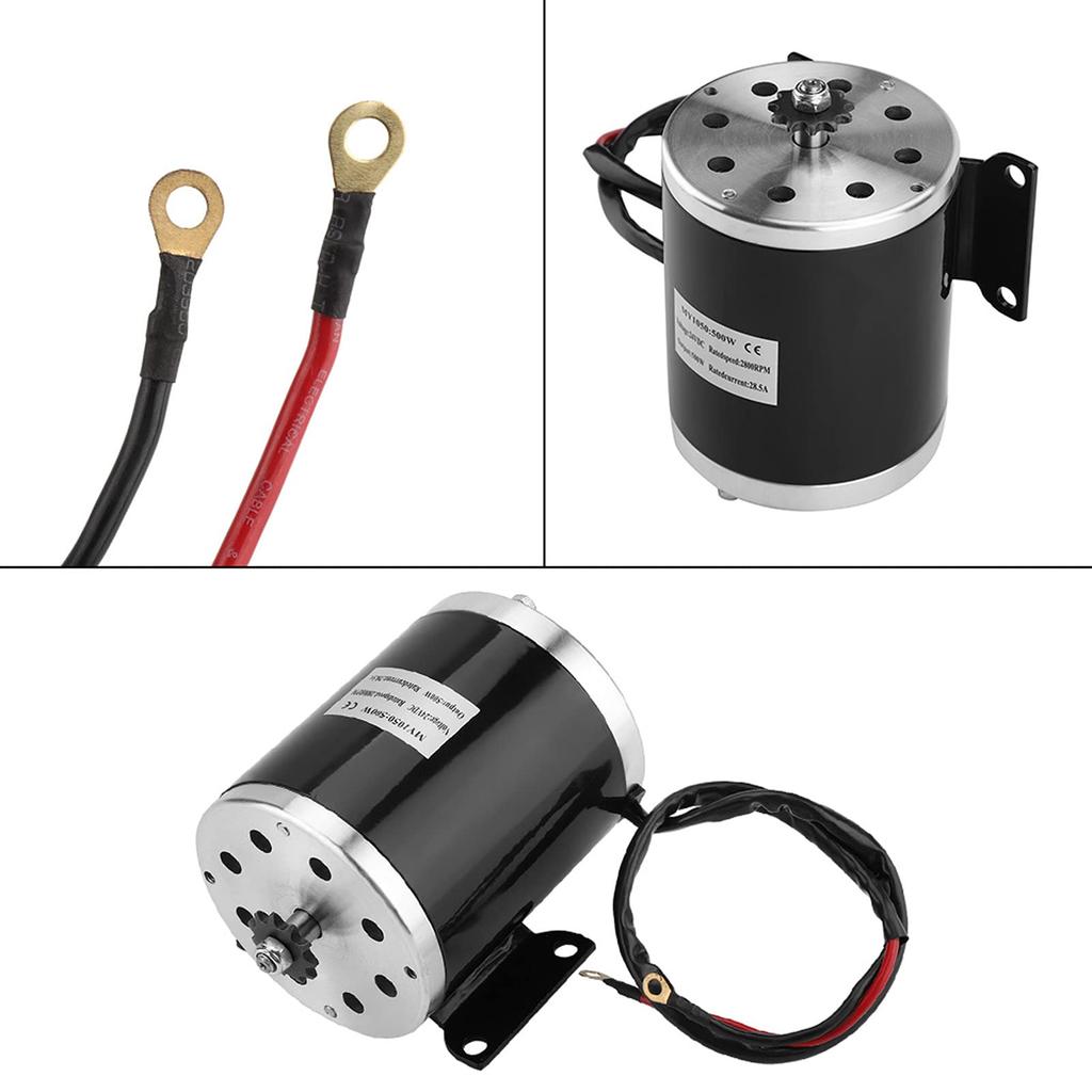Heijom 2500 RPM Electric Motor DIY 500W DC 24V High Speed Motor with Bracket Permanent Magnet Go Kart for Electric Bike Electric Scooter Motor,