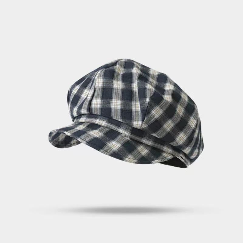 Women S Plaid Beret Hat Large Head Size College Style Japanese Vintage Autumn