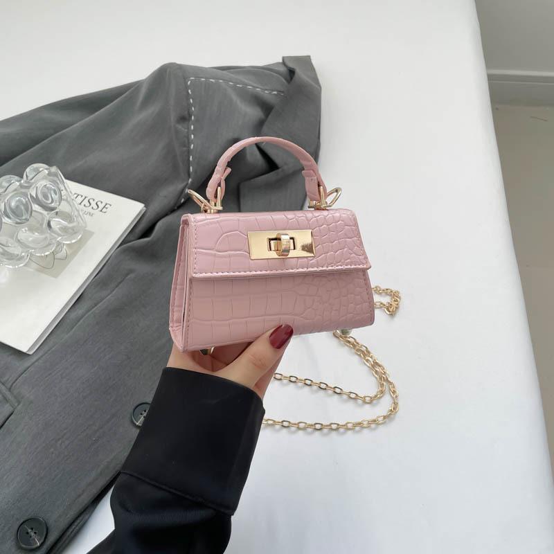 Solid color texture stone pattern fashionable new retro temperament simple summer casual shoulder portable small square bag