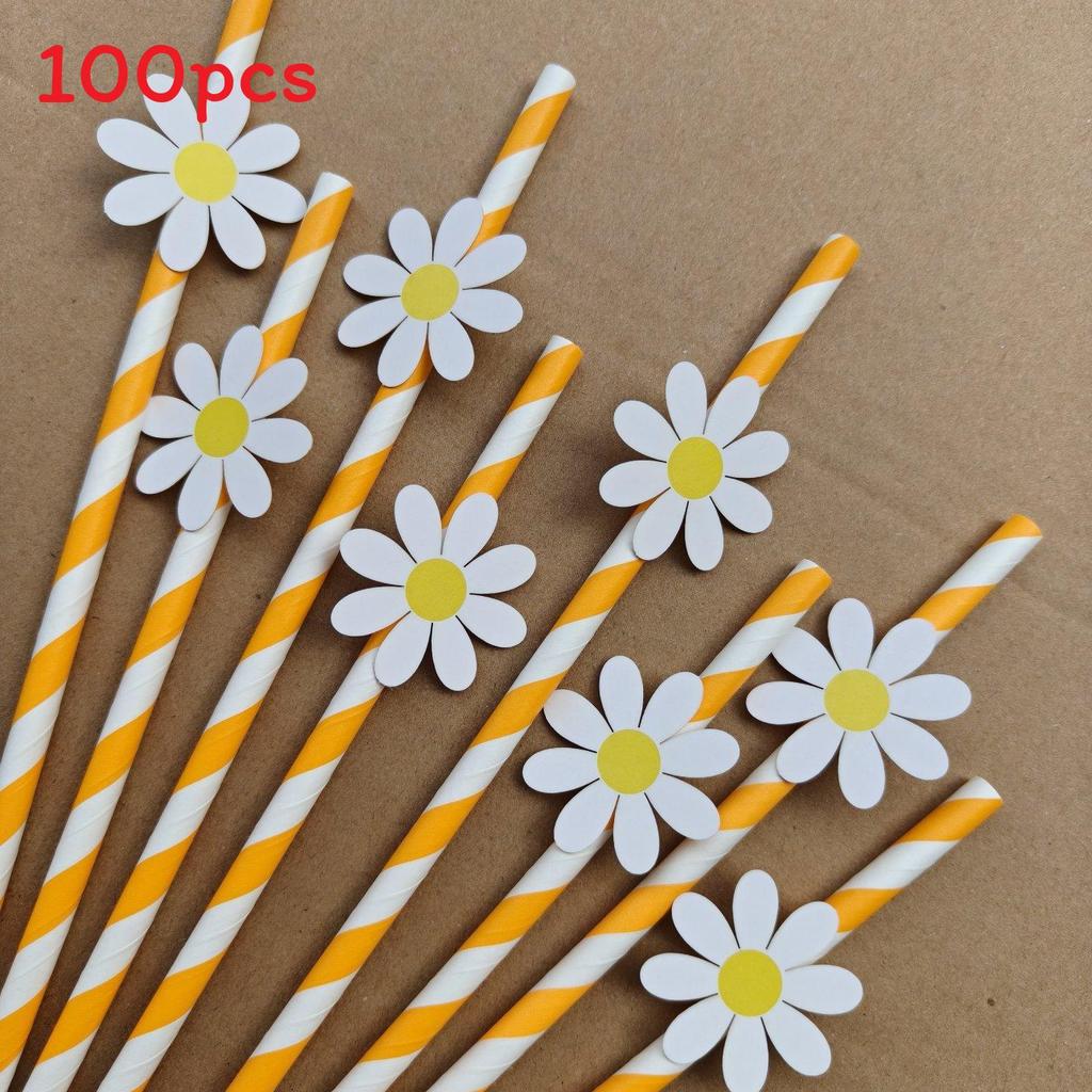 Daisy Small Flower Sunflower Paper Drinking Straws For Party Decorations And Cocktails