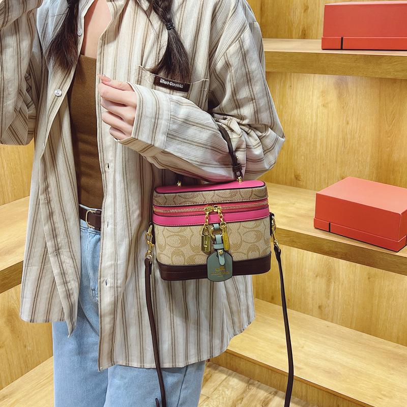 Nuova borsa quadrata piccola portatile invernale da donna moda retrò colore a contrasto monospalla a tracolla obliqua
