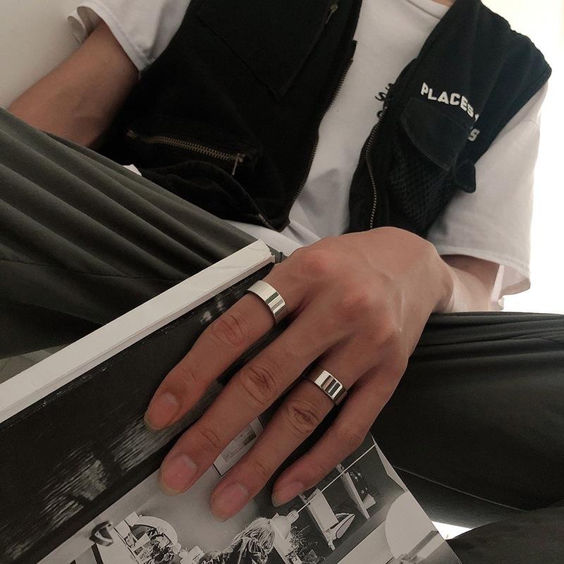 Titanium steel trendy streamer plain ring ins simple male couple index finger ring temperament versatile accessories tide